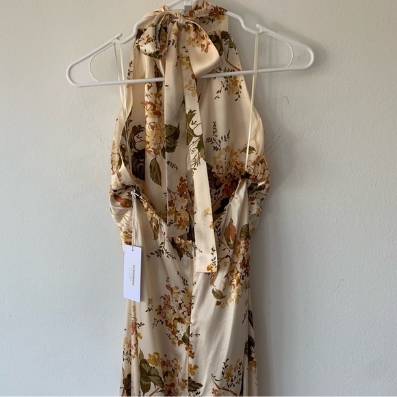 Reformation Veria Silk Halter Twist Sleeveless Long Maxi Dress Gown Floral Bella - Picture 13 of 14